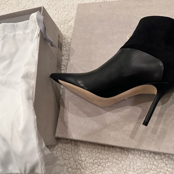 NIB Jimmy choo Beyla black leather boots size 37 7 pointy heels brand new suede - Picture 3 of 4